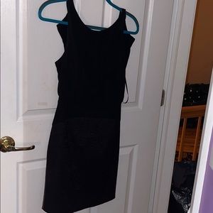 Bebe black pleated dress with fitted skirt